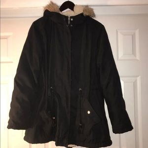 Black hooded coat
